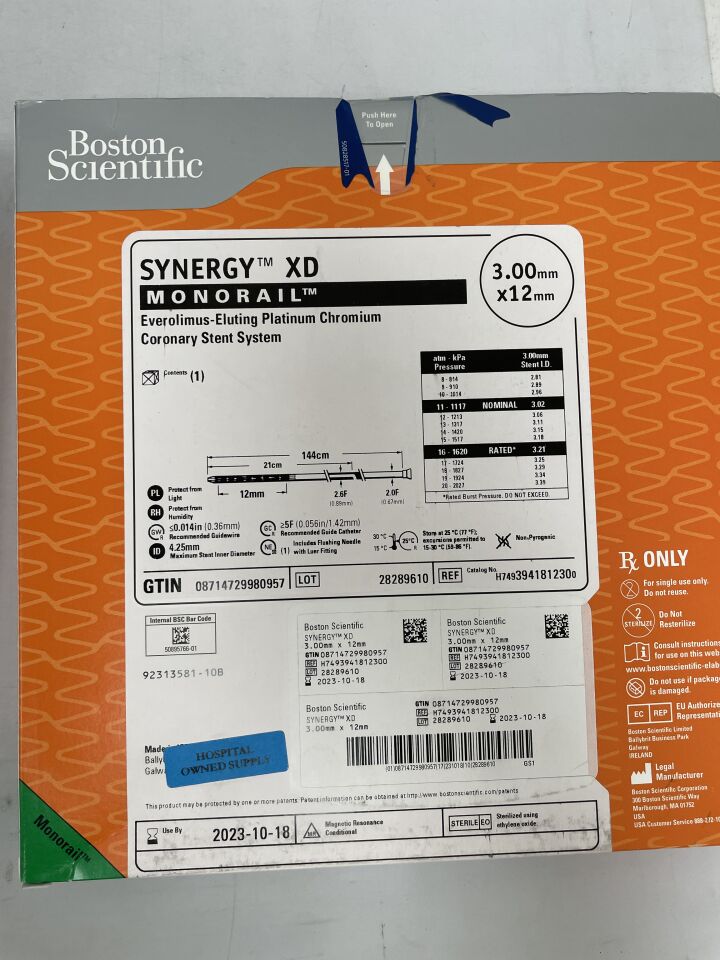 394181230 - BOSTON SCIENTIFIC - Everolimus-Eluting Platinum Chromium Coronary Stent System, (EA) - ( Expiry Date: 2023-10-18 )