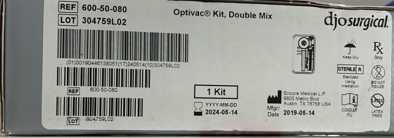 600-50-080 - ENCORE - DJO SURGICAL Optivac Kit, Double Mix, (BX/1) - ( Expiry Date: 2024-05-14 )