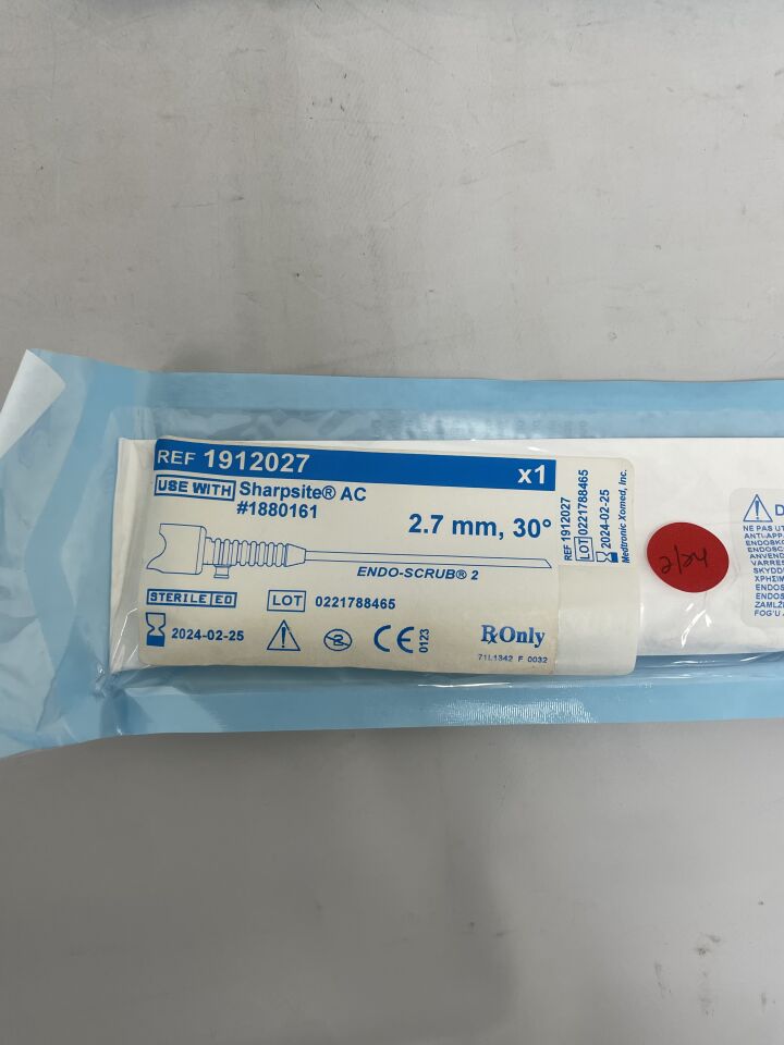 1912027 - MEDTRONIC - endo-scrub 2 sheath: 2.7mm, 30° for sharpsite ac, () - ( Expiry Date: 2024-02-25 )