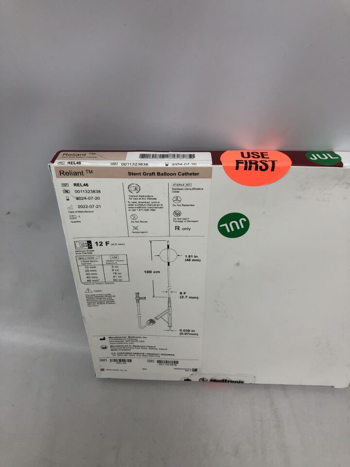 REL46 - MEDTRONIC - Reliant Stent Graft Balloon Catheter, 12F, () - ( Expiry Date: 2024-07-20 )