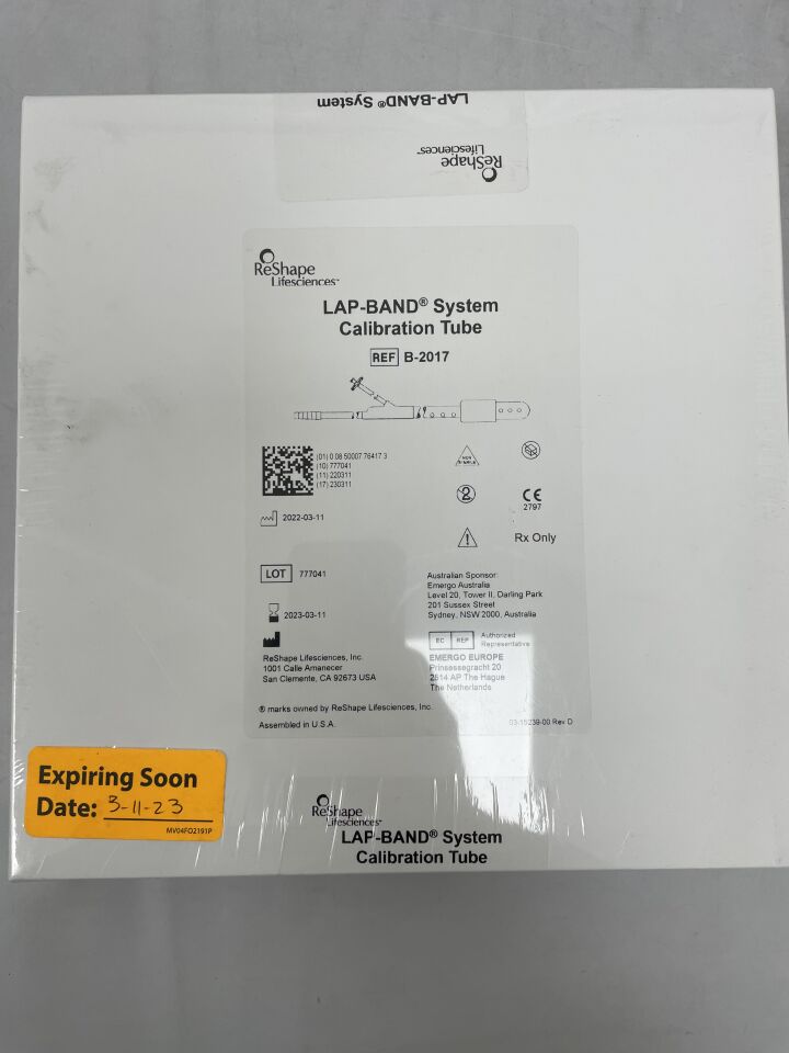 B-2017 - RESHAPE LIFESCIENCES - LAP-BAND System Calibration Tube, (EA) - ( Expiry Date: 2023-03-11 )
