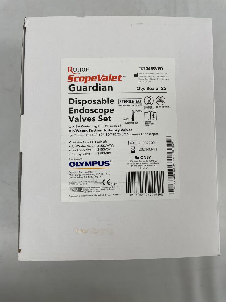 345SVVO - RUHOF - OLYMPUS ScopeValet Guardian Disposable Endoscope Valve Set , (BX/25) - ( Expiry Date: 2023-11-08 )