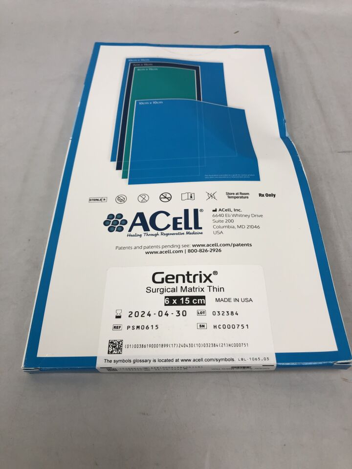 PSM0615 - ACELL - Gentrix Surgical Matrix Thin, 6cm X 15cm, (BX/1)
