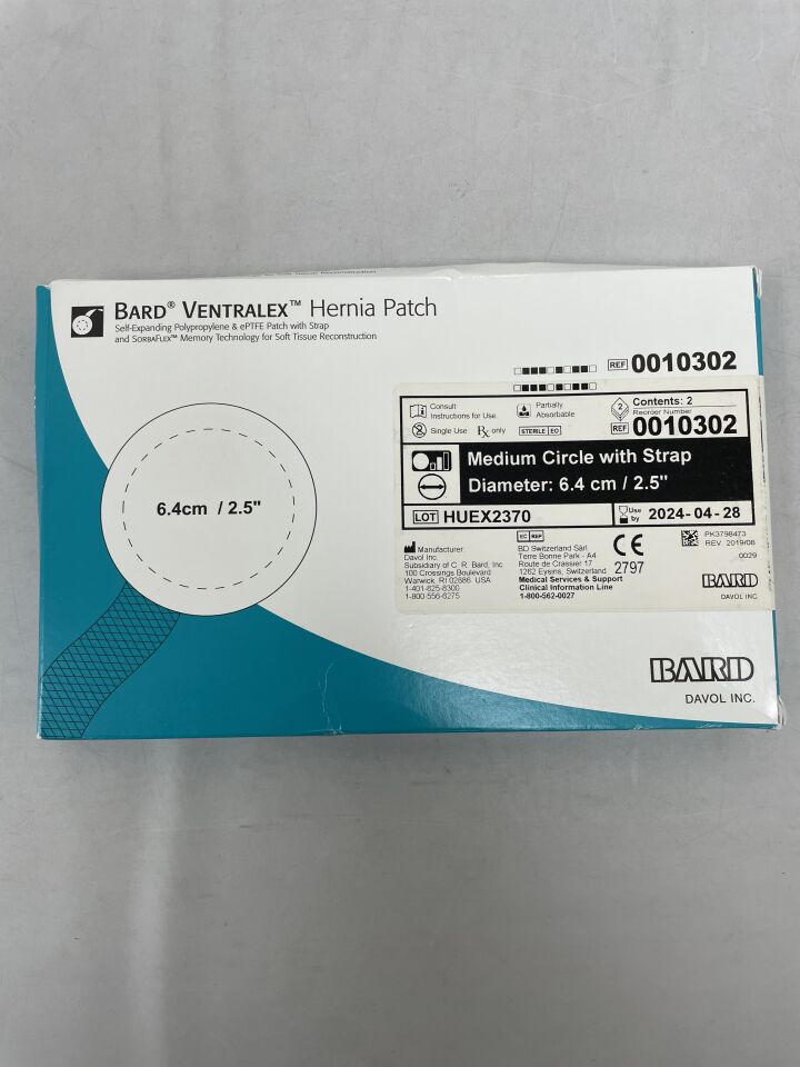 10302 - BARD - Ventralex Hernia Patch, Medium Circle w/Strap 6.4cm, (BX/2) - ( Expiry Date: 2024-04-28 )