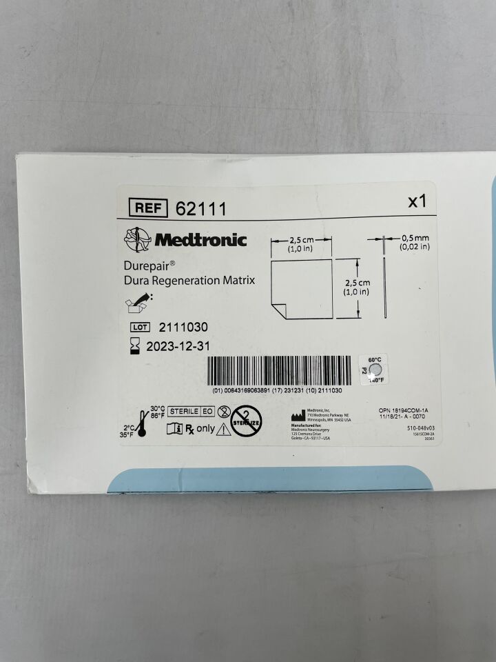 62111 - MEDTRONIC - durepair dura regeneration matrix 2.5cm x 2.5cm, (BX/1) - ( Expiry Date: 2023-12-31 )