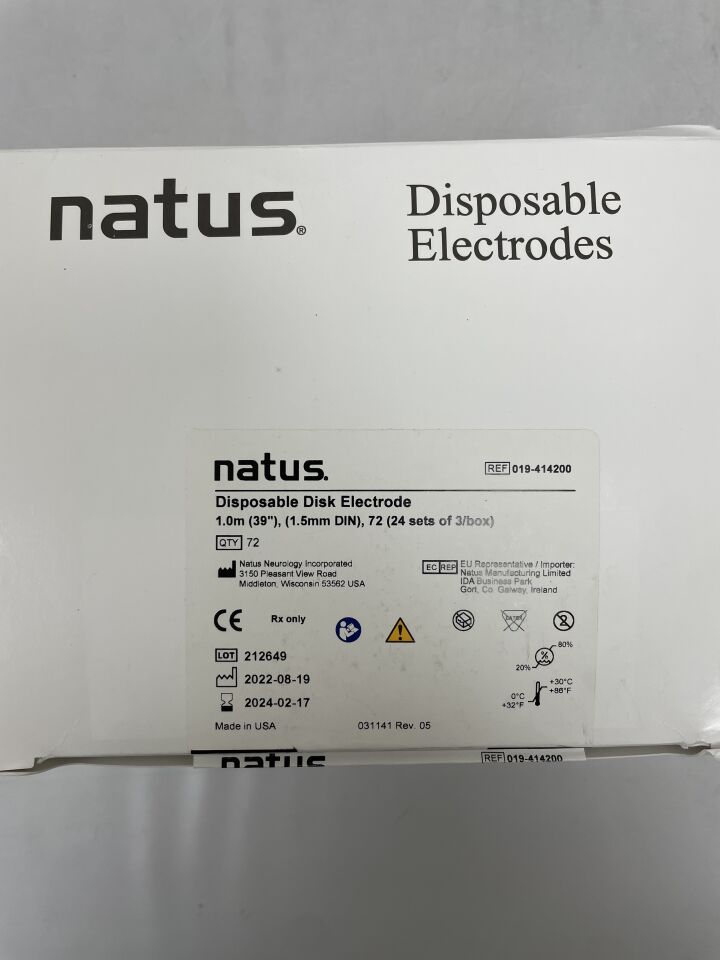 019-414200 - NATUS - disposable disk electrode set (24 sets of 3/box), (BX/72) - ( Expiry Date: 2024-02-17 )