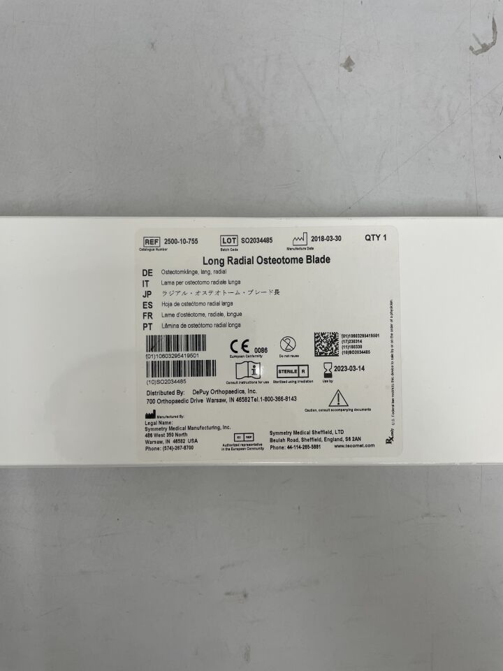 2500-10-755 - SYMMETRY MEDICAL - Long Radial Osteotome Blade, (BX/1) - ( Expiry Date: 2023-03-14 )