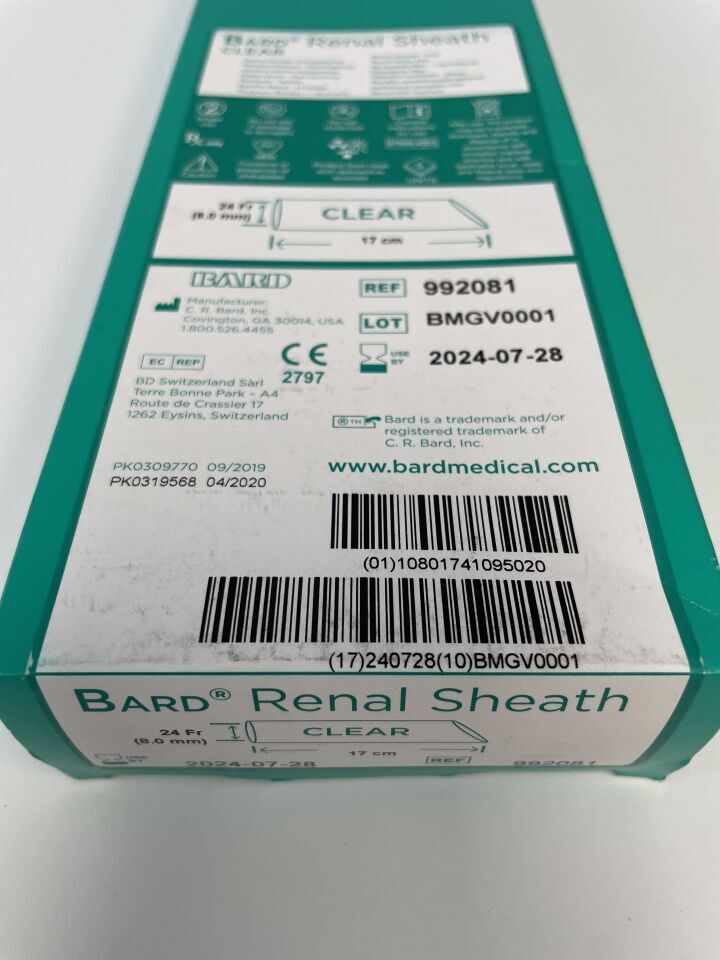 992081 - BARD - x-force renal sheath - sheath, renal, clear, 8mmx17cm, (BX/5) - ( Expiry Date: 2024-07-28 )