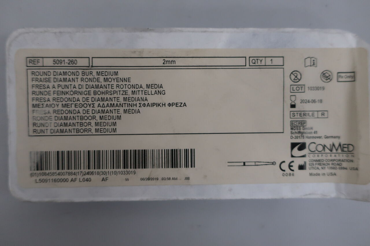 5091-260 - CONMED - round diamond bur, medium, 2mm, (EA) - ( Expiry Date: 2024-06-18 )