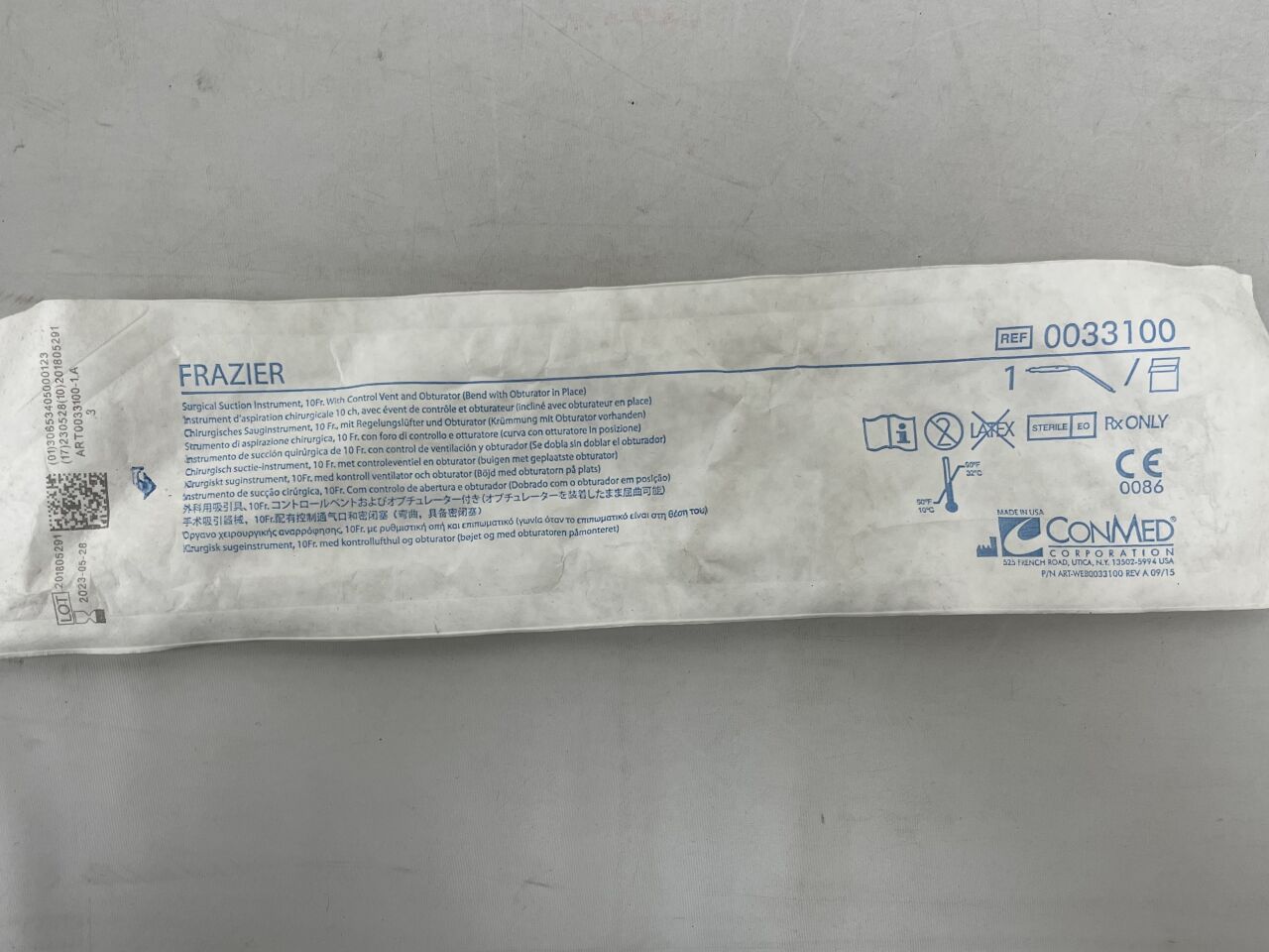 33100 - CONMED - baron frazier suction instrument, 10f w/vent, (EA) - ( Expiry Date: 2023-05-28 )