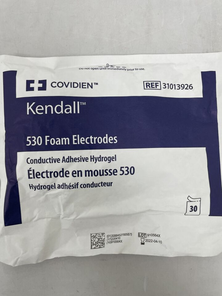 31013926 - COVIDIEN - CARDINAL KENDALL 530 FOAM ELECTRODES, CONDUCTIVE ADHESIVE HYDROGEL (30pk), (EA) - ( Expiry Date: 2022-04-10 )