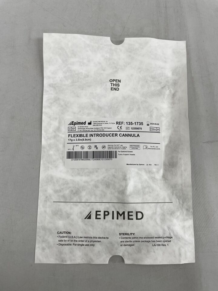 135-1735 - EPIMED - Flexible Introducer Cannula w/ 17g x 3.5" Tuohy Metal Hub, (EA) - ( Expiry Date: 2024-08-06 )