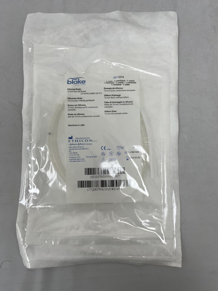 2214 - ETHICON - Blake Silicone Drain Flat Full Fluted 10mm, () - ( Expiry Date: 2023-07-03 )