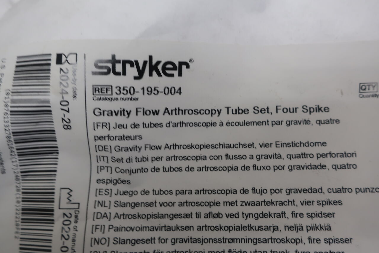 350-195-004 - STRYKER - gravity flow arthroscopy tube set, four spike , (EA) - ( Expiry Date: 2024-07-28 )