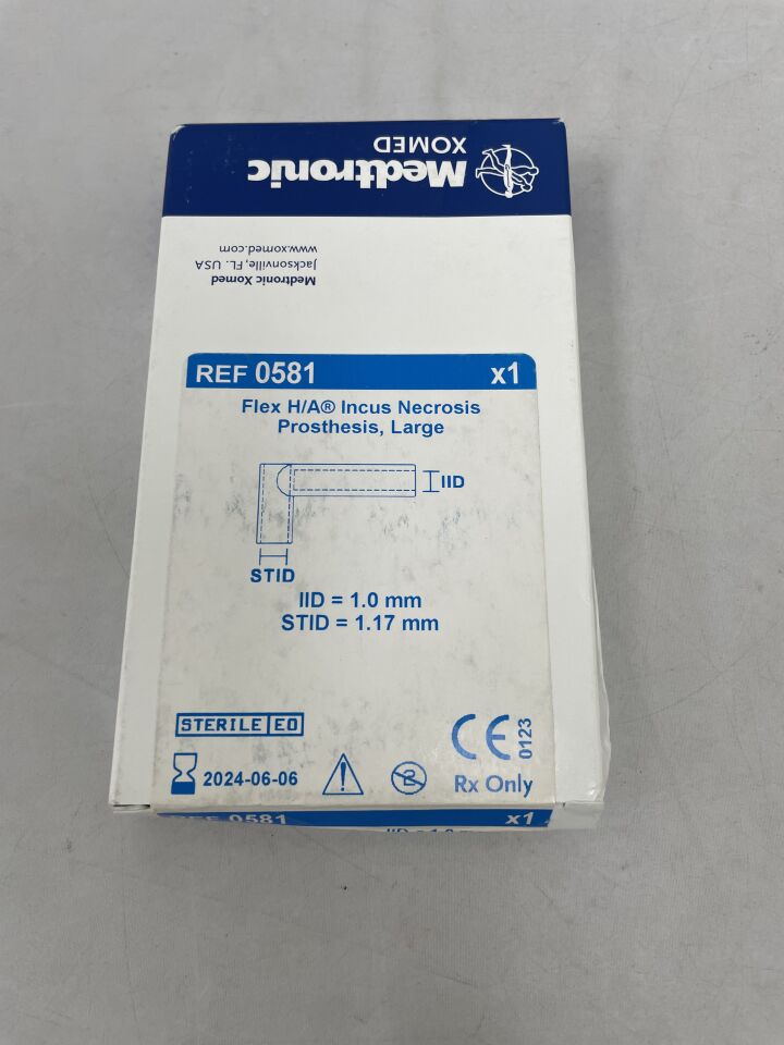 581 - MEDTRONIC - flex h/a incus necrosis prosthesis, large 1mm x 1.17mm, (BX/1) - ( Expiry Date: 2024-06-06 )
