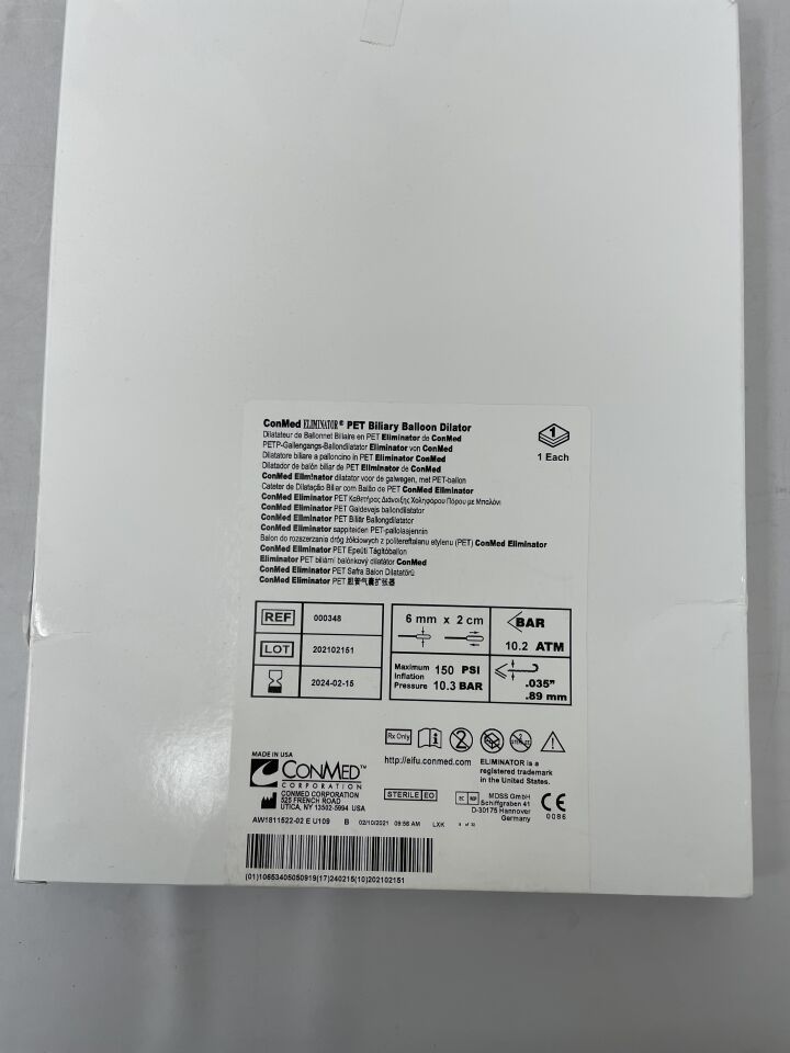 348 - CONMED - eliminator pet biliary balloon dilator 6mm x 2cm, (EA) - ( Expiry Date: 2024-02-15 )
