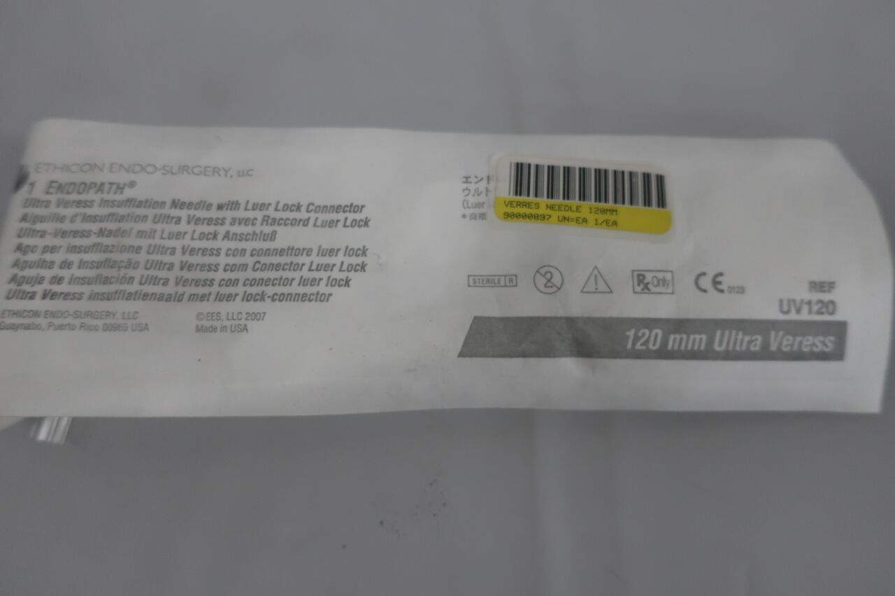 UV120 - ETHICON - Endopath UltraVeress Insufflation Needle with Luer Lock Connector, 120 mm L Shaft, (EA) - ( Expiry Date: 2024-02-05 )
