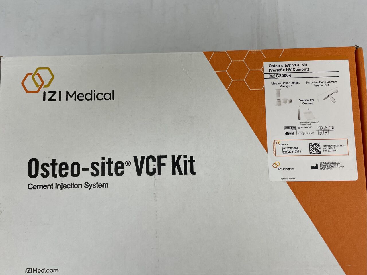 G80004 - IZI MEDICAL - Osteo-site VCF Kit, Vertefic HV Cement, (BX/1) - ( Expiry Date: 2023-12-25 )