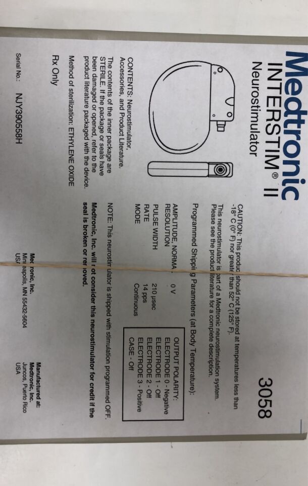3058 - MEDTRONIC - Interstim II Neurostimulator, Accessories and Product Literature, (BX/1) - ( Expiry Date: 2024-01-25 )