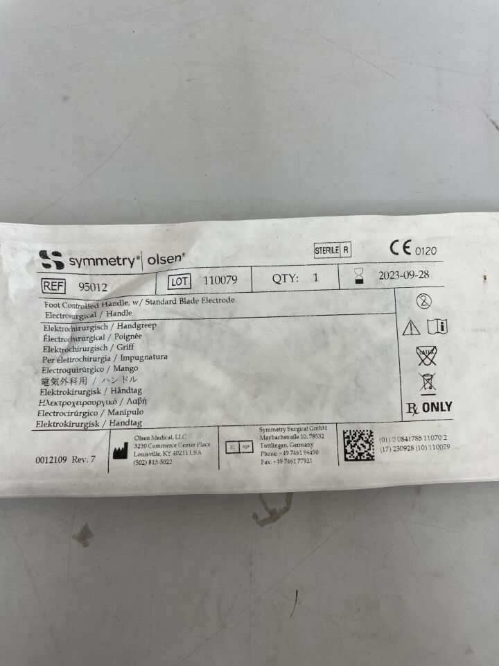 95012 - SYMMETRY SURGICAL - olsen monopolar electrosurgical pencil w/10' cord & blade electrode, straight, foot 6", (EA) - ( Expiry Date: 2023-09-28 )