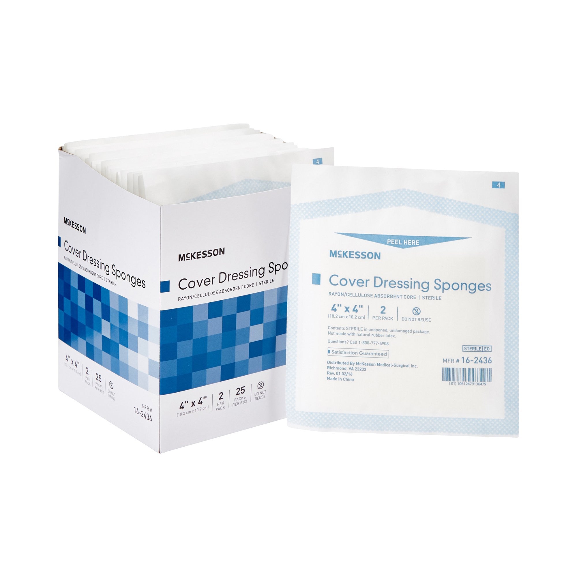 482272 - McKesson - McKesson Cellulose Filled Nonwoven Sponge 4 X 4 in Sterile , 16-2436, Case of 600, (CS)