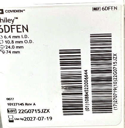 6DFEN - COVIDIEN - Tracheostomy Tube Cuffed with Disposable Inner Cannula,Fenestrated, (BX/1)