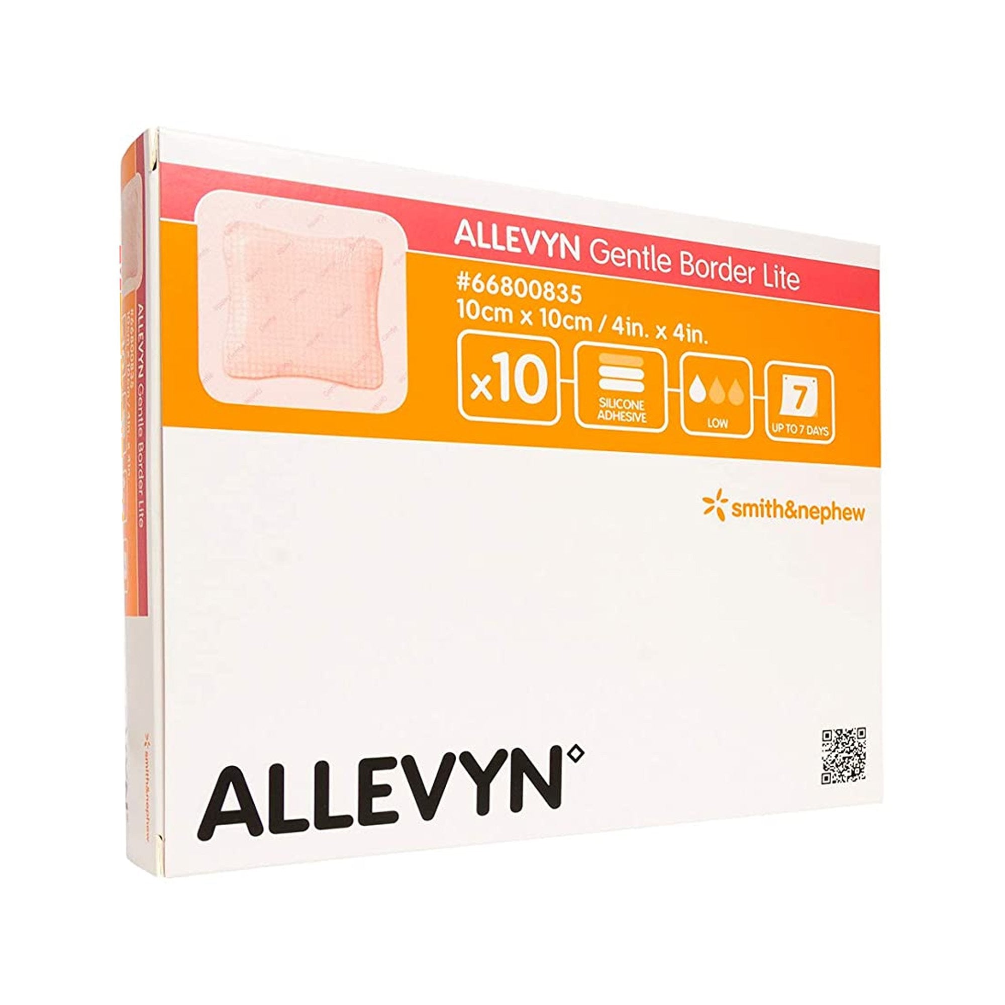 767992 - Allevyn - Allevyn Gentle Border Lite Thin Foam Dressing 4 X 4 Inch With Border Film Backing Silicone Gel Adhesive Square Sterile, 66800835, Case of 60, (CS)
