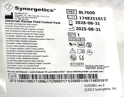 BL7600 - SYNERGISTIC - Universal viscous fluid control pack, (EA/1)