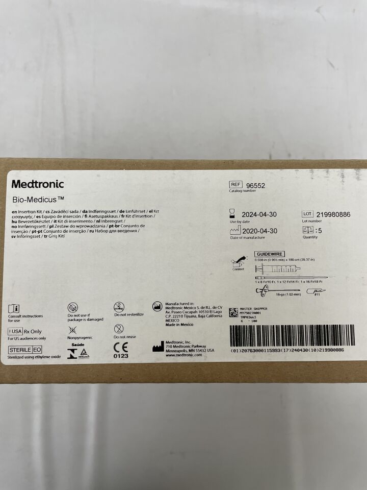 96552 - MEDTRONIC - bio-medicus arterial insertion kit, () - ( Expiry Date: 2024-04-30 )