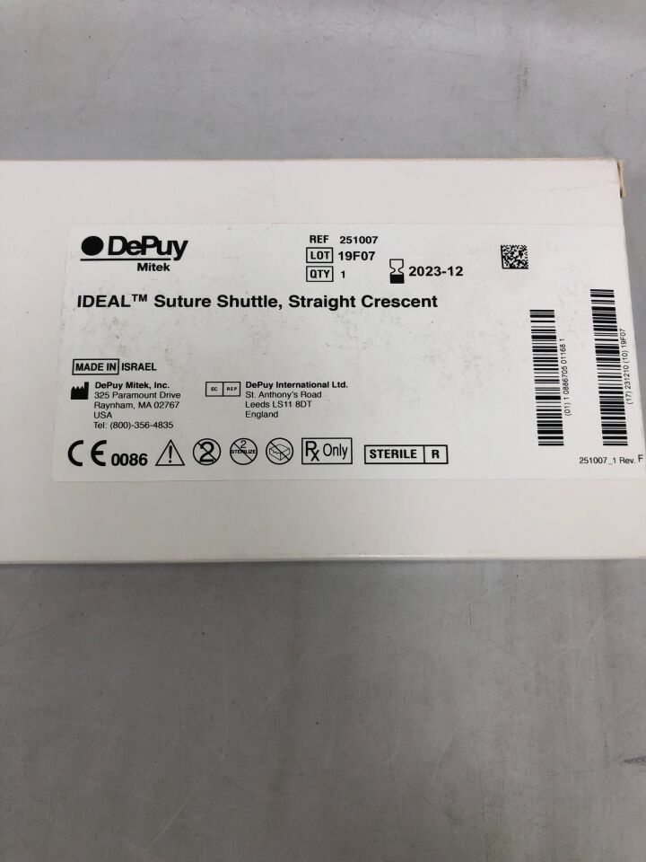 251007 - DEPUY - Ideal Suture Shuttle, Straight Crescent, (BX/1) - ( Expiry Date: 2023-12-10 )