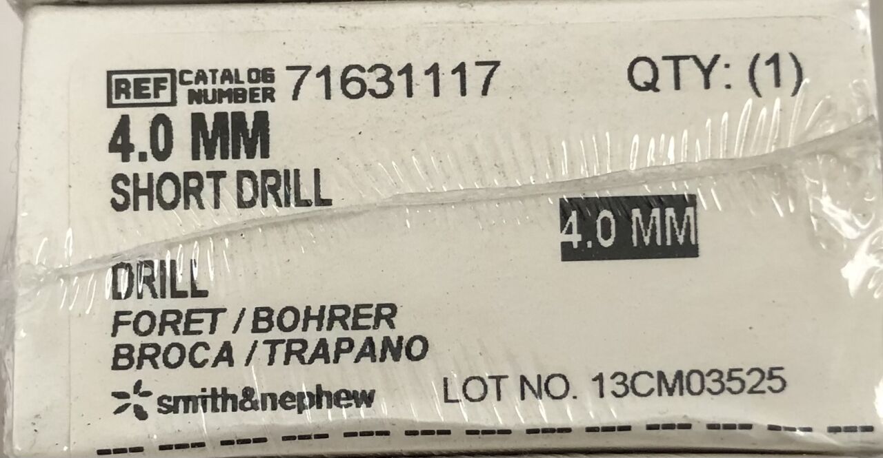 71631117 - SMITH & NEPHEW - Short Drill, 4.0mm, (BX/1) - ( Expiry Date: 2023-08-31 )
