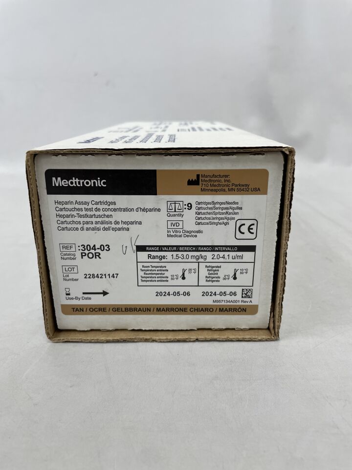 304-03POR - MEDTRONIC - heparin assay cartridges, (BX/9) - ( Expiry Date: 2024-05-06 )