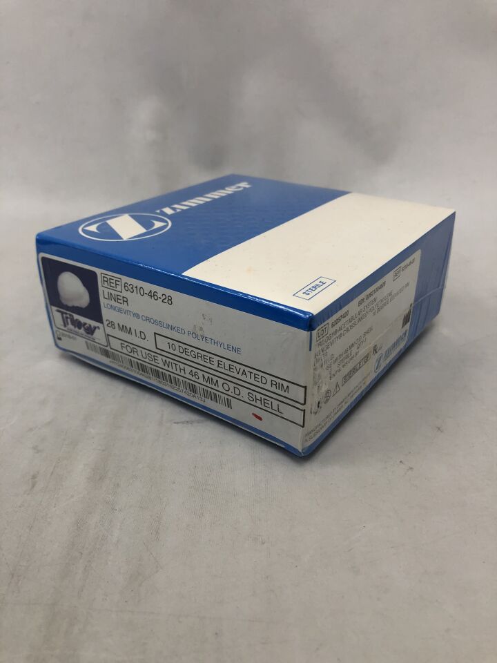 6310-46-28 - ZIMMER - Trilogy Acetabular System, 28mm inner diameter, 10 degree elevated rim, for use with 46mm OD shell, (BX/1) - ( Expiry Date: 2018-02-01 )