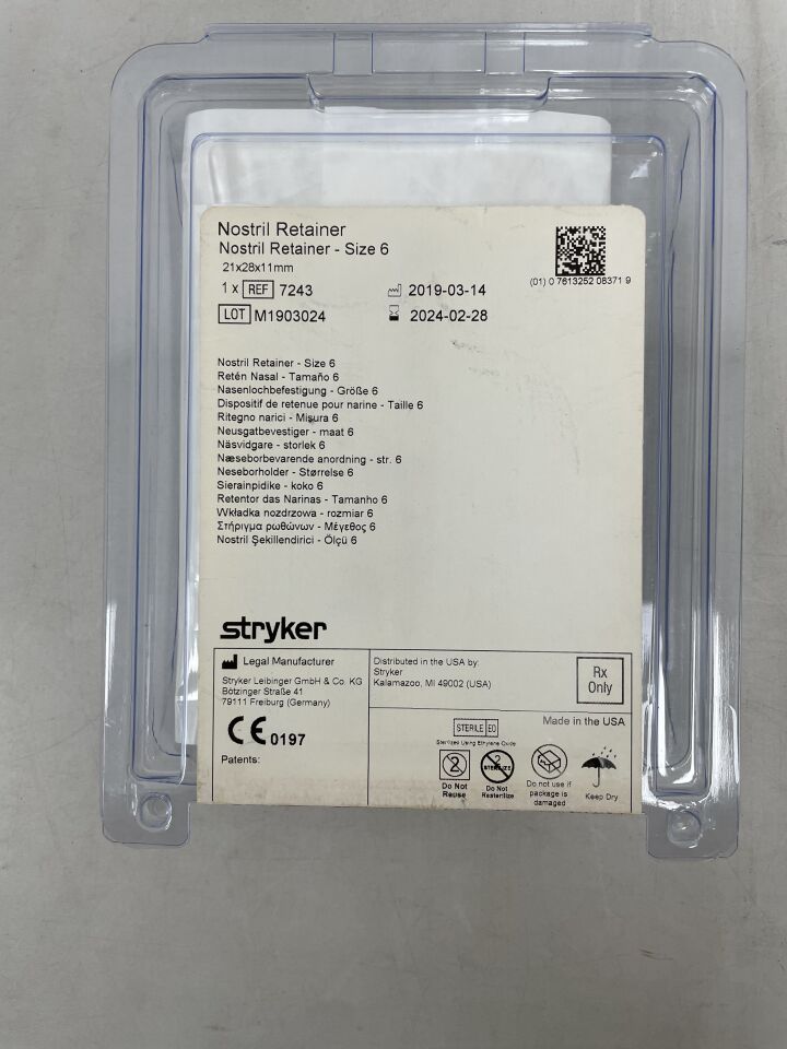 7243 - STRYKER - Nostril Retainer - Size 6, () - ( Expiry Date: 2024-02-28 )