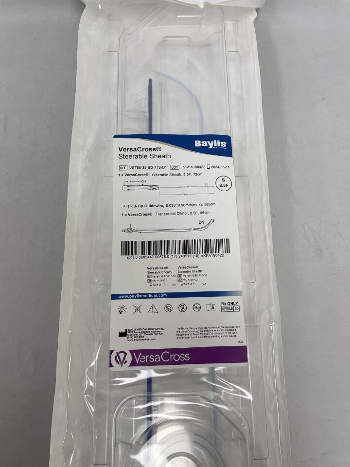 VST85-35-BD-71S-D1 - BAYLIS MEDICAL - VersaCross Steerable Sheath, 8.5 F X 72 cm Length X 0.035” Guidewire, Curve Small (17 mm); D1 Curve (Large curve) Dilator, (EA) - ( Expiry Date: 2024-05-11 )