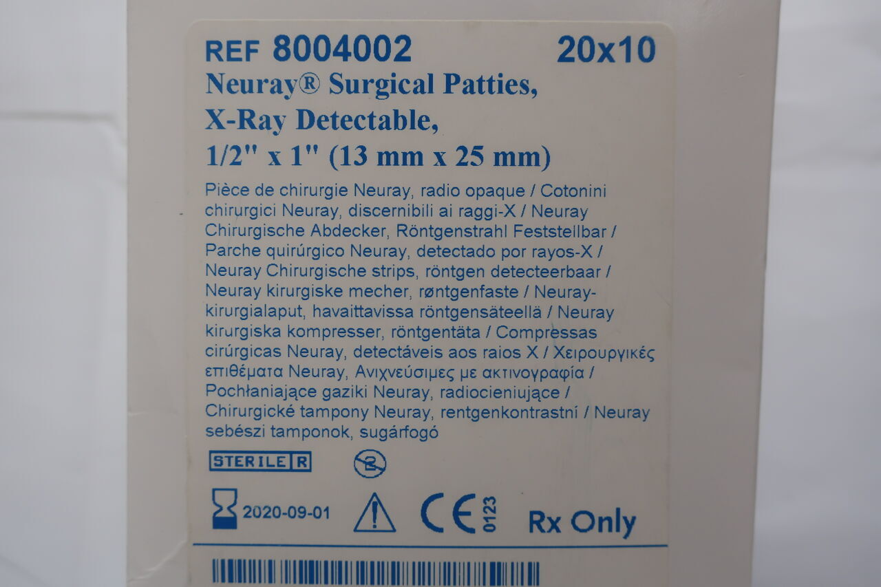 8004002 - MEDTRONIC - Neuray Surgical Patties 1/2" x 1" (10/PK), () - ( Expiry Date: 2023-11-20 )