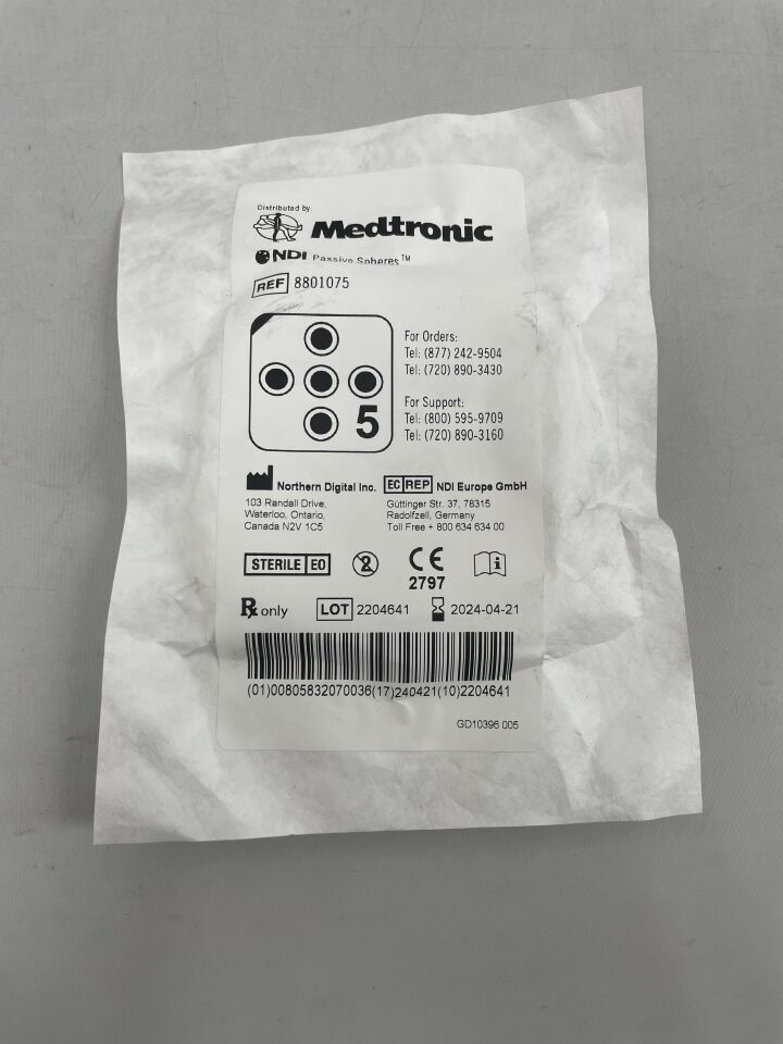 8801075 - NORTHERN DIGITAL - NDI Passive Spheres (5/PK), () - ( Expiry Date: 2023-11-29 )