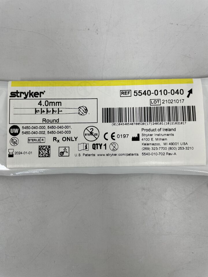 5540-010-040 - STRYKER - S2 Round Bur, Fluted 4.0mm, () - ( Expiry Date: 2024-01-01 )