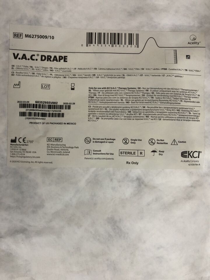 M6275009 - KCI - V.A.C. DRAPE, 30.5 x 26cm , ( EA ) - ( Expiry Date : 2025-02-28 )