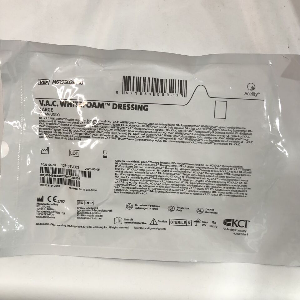 M6275034 - KCI - V.A.C. WhiteFoam Large Dressing, 10cm x 15cm , ( EA ) - ( Expiry Date : 2025-05-05 )