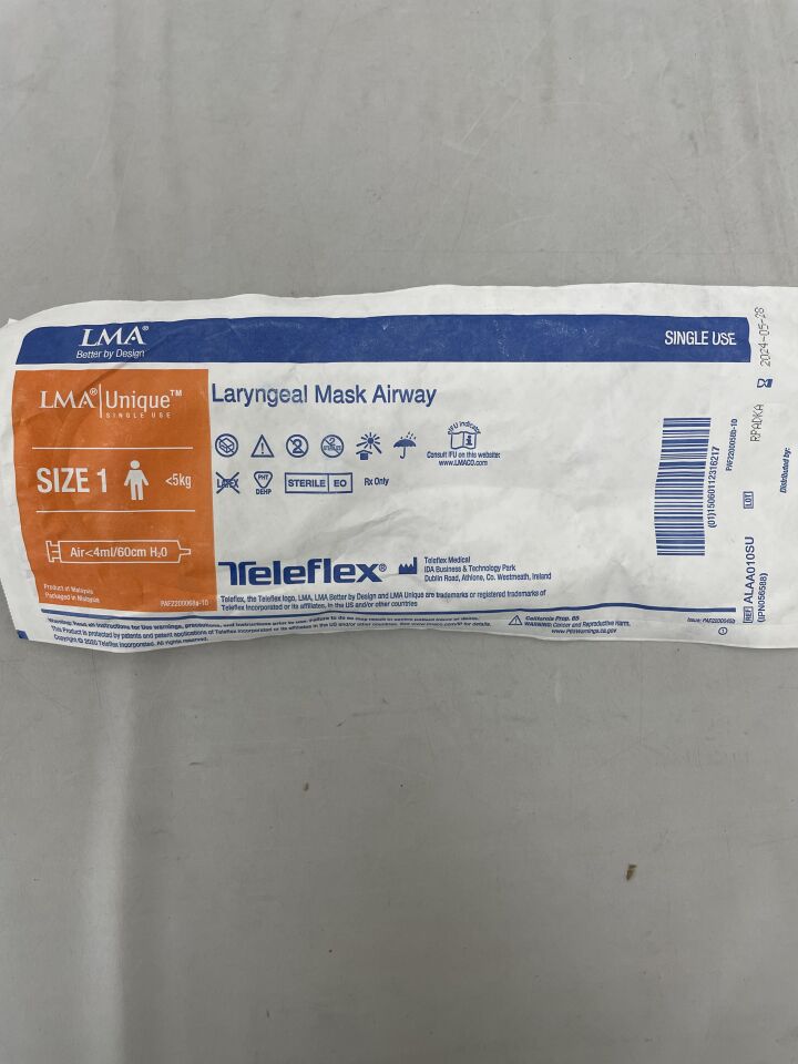 ALAA010SU - TELEFLEX - Laryngeal Mask Airway - SIZE 1, (EA) - ( Expiry Date: 2024-05-28 )