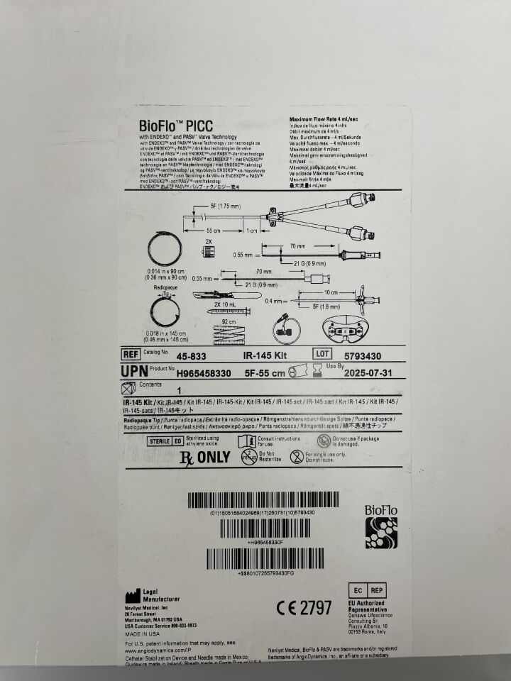 45833 - NAVILYST - BioFlo PICC 帶 PASV,(BX/1)-(有效期限:2025-07-31)