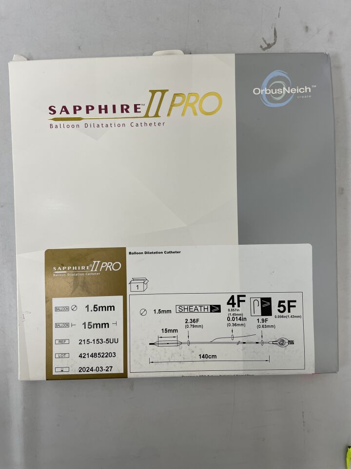 215-153-5UU - CSI - OrbusNeich Sapphire II Pro Balloon Dilatation Catheter 1.5mm x 15mm x 140cm, (BX/1) - ( Expiry Date: 2024-03-27 )