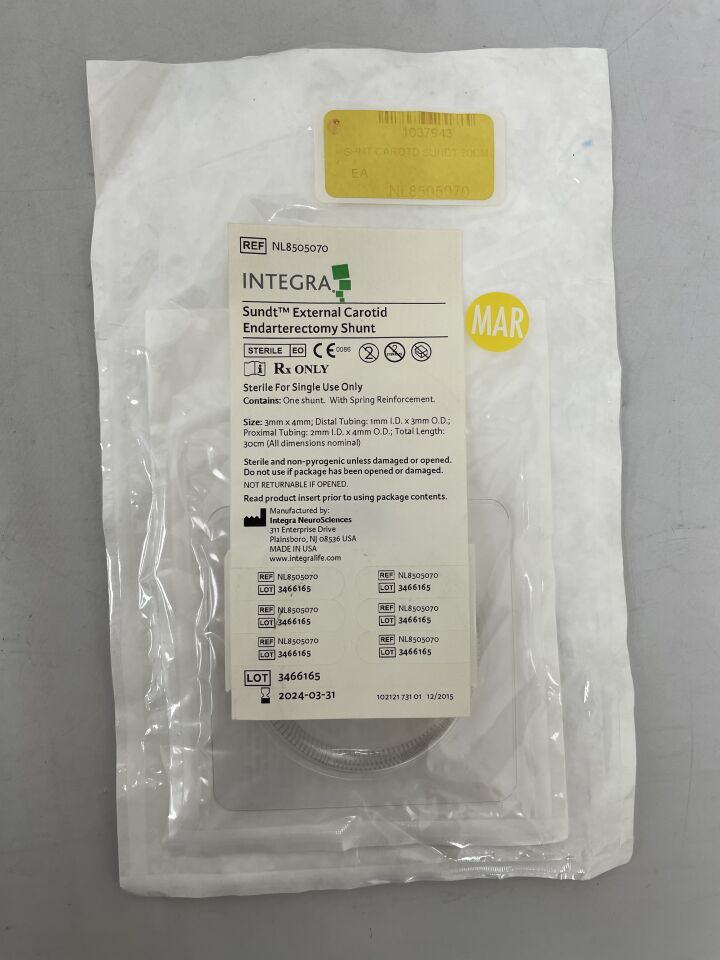 NL8505070 - INTEGRA - Sundt External Carotid Endarterectomy Shunt, Loop: 3mm x 4mm, 30cm, (EA) - ( Expiry Date: 2024-03-31 )