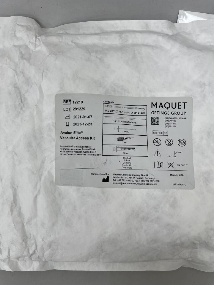 12210 - MAQUET - Avalon Elite Vascular Access Kit, 210cm, () - ( Expiry Date: 2023-12-23 )