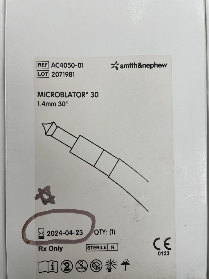 AC4050-01 - SMITH & NEPHEW - Microblator 30, 1.4mm x 30Deg., () - ( Expiry Date: 2024-04-23 )