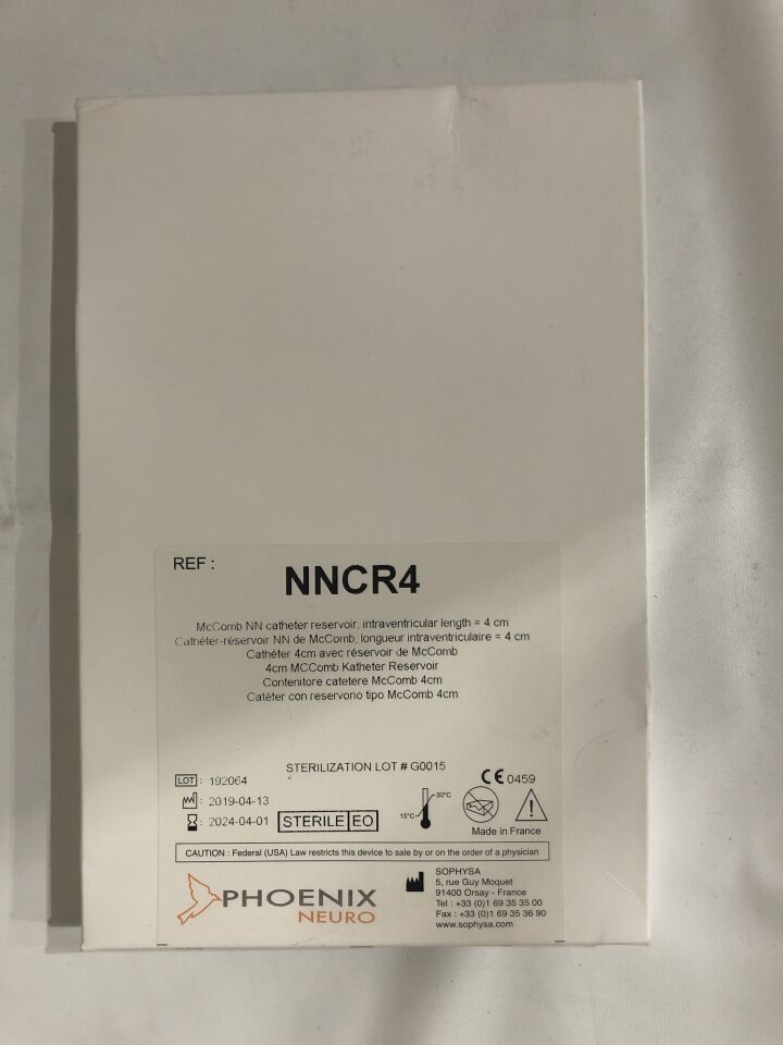 NNCR4 - SOPHYSA - Ventricular Catheter w/Reservoir, Pediatric, Right Angle, 4cm
, () - ( Expiry Date: 2024-04-01 )
