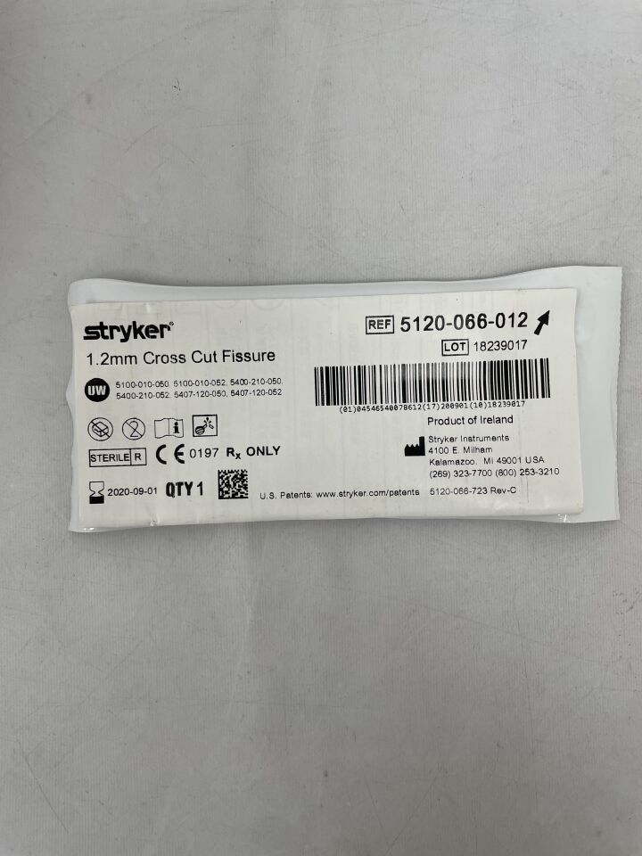 5120-066-012 - STRYKER - 1.2mm Cross Cut Fissure Bur, (EA) - ( Expiry Date: 2020-09-01 )