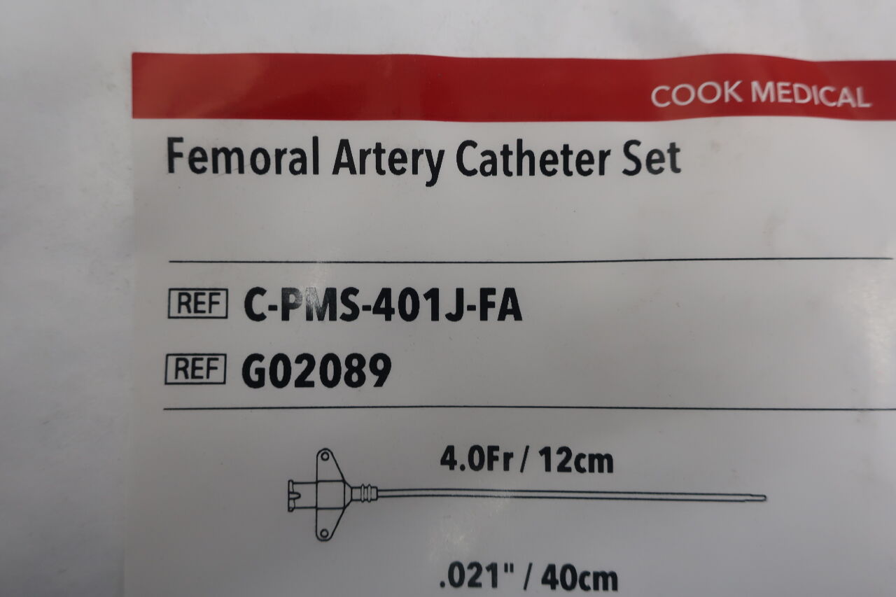G02089 - COOK - Femoral Artery Catheter Set 4.0Fr x 12cm, (EA) - ( Expiry Date: 2023-12-06 )