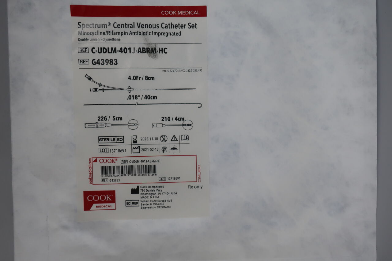G43983 - COOK - Standard Catheter Set, 4 Fr Size, 8 cm Length, (EA) - ( Expiry Date: 2023-12-24 )